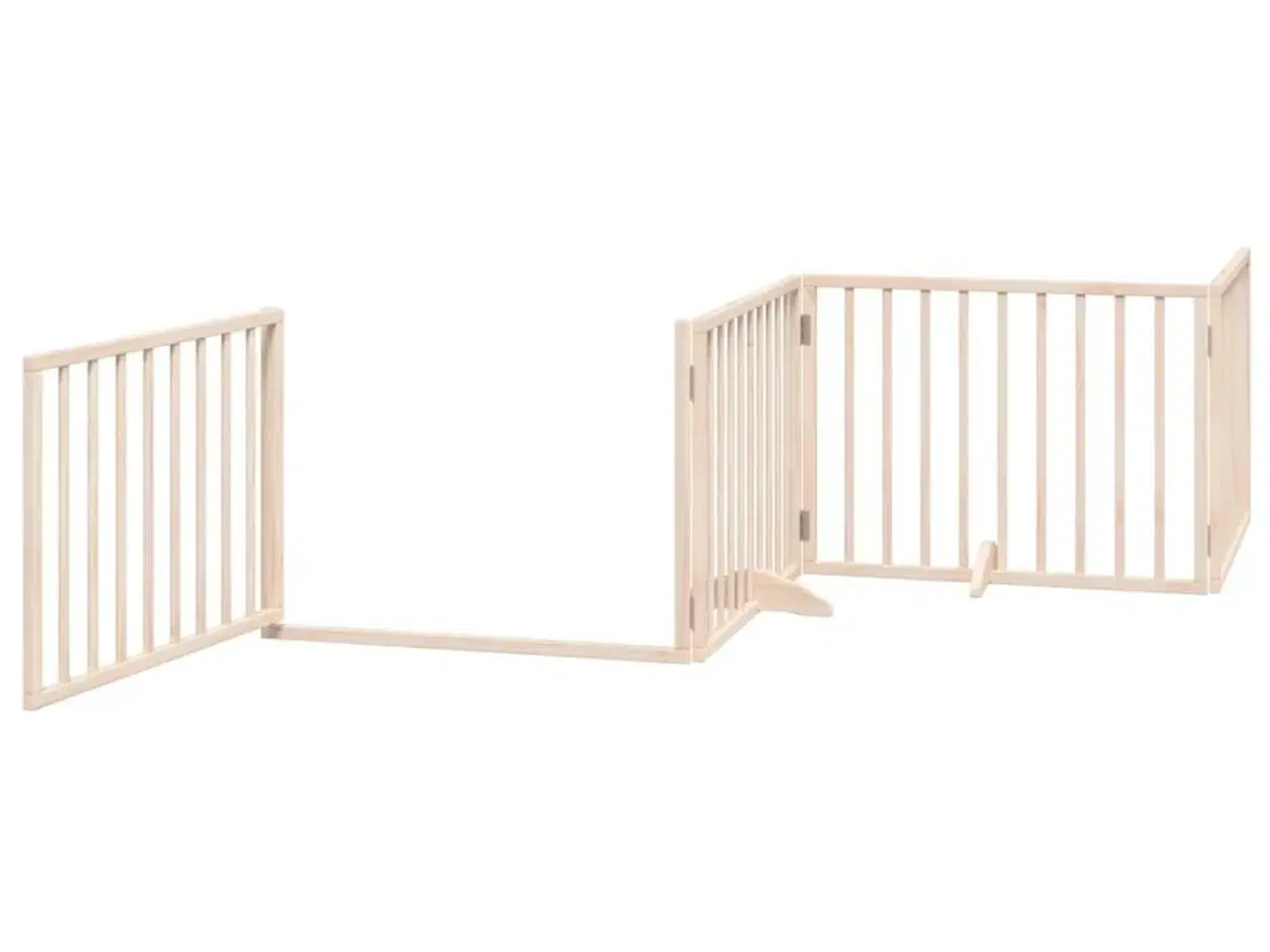 Billede 4 - Hundegitter med dør, foldbar, 4 paneler, 320 cm, poppeltræ