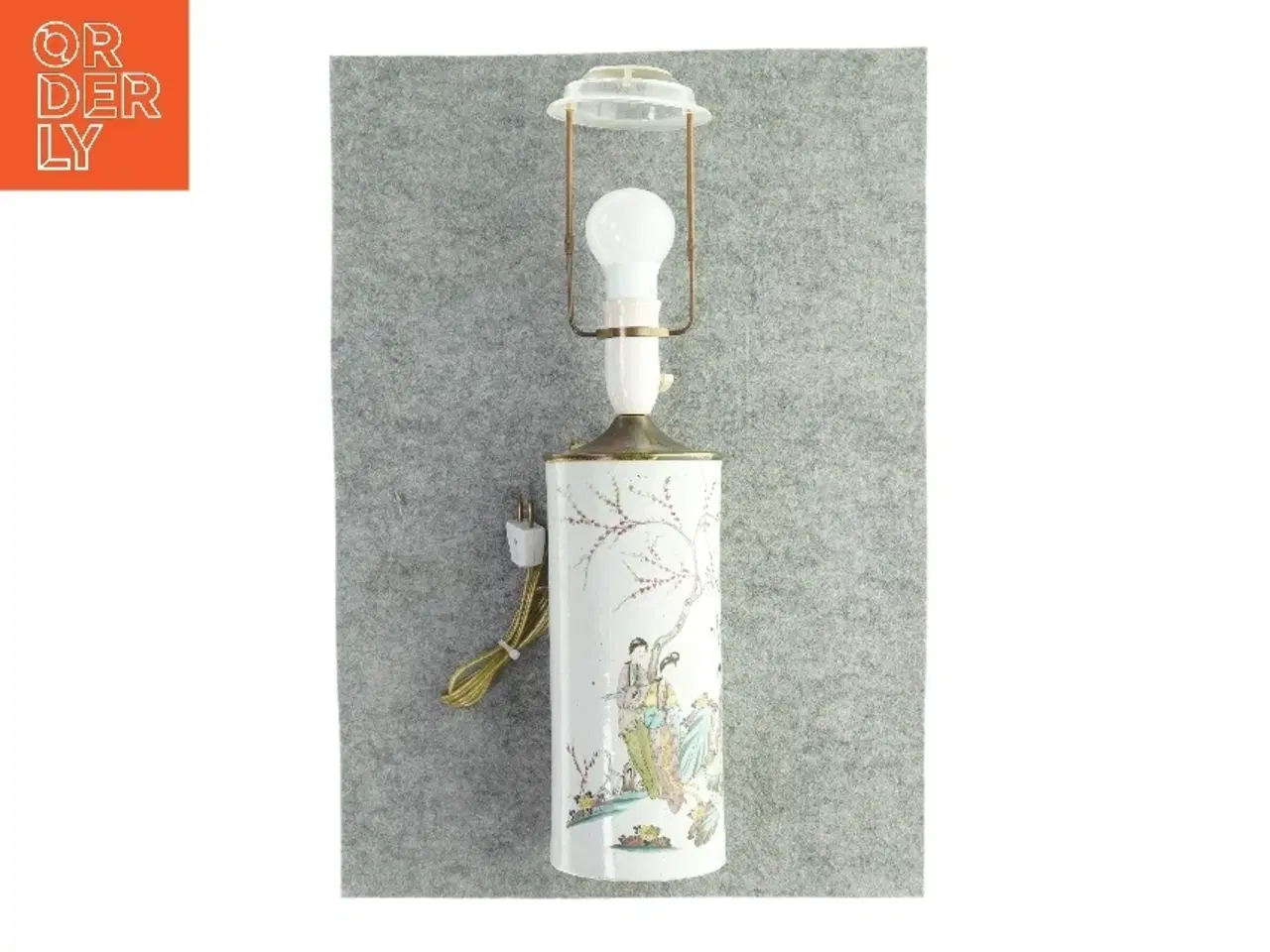 Billede 1 - kinesisk Bordlampe med moti (str. HØ: 52x11 cm)