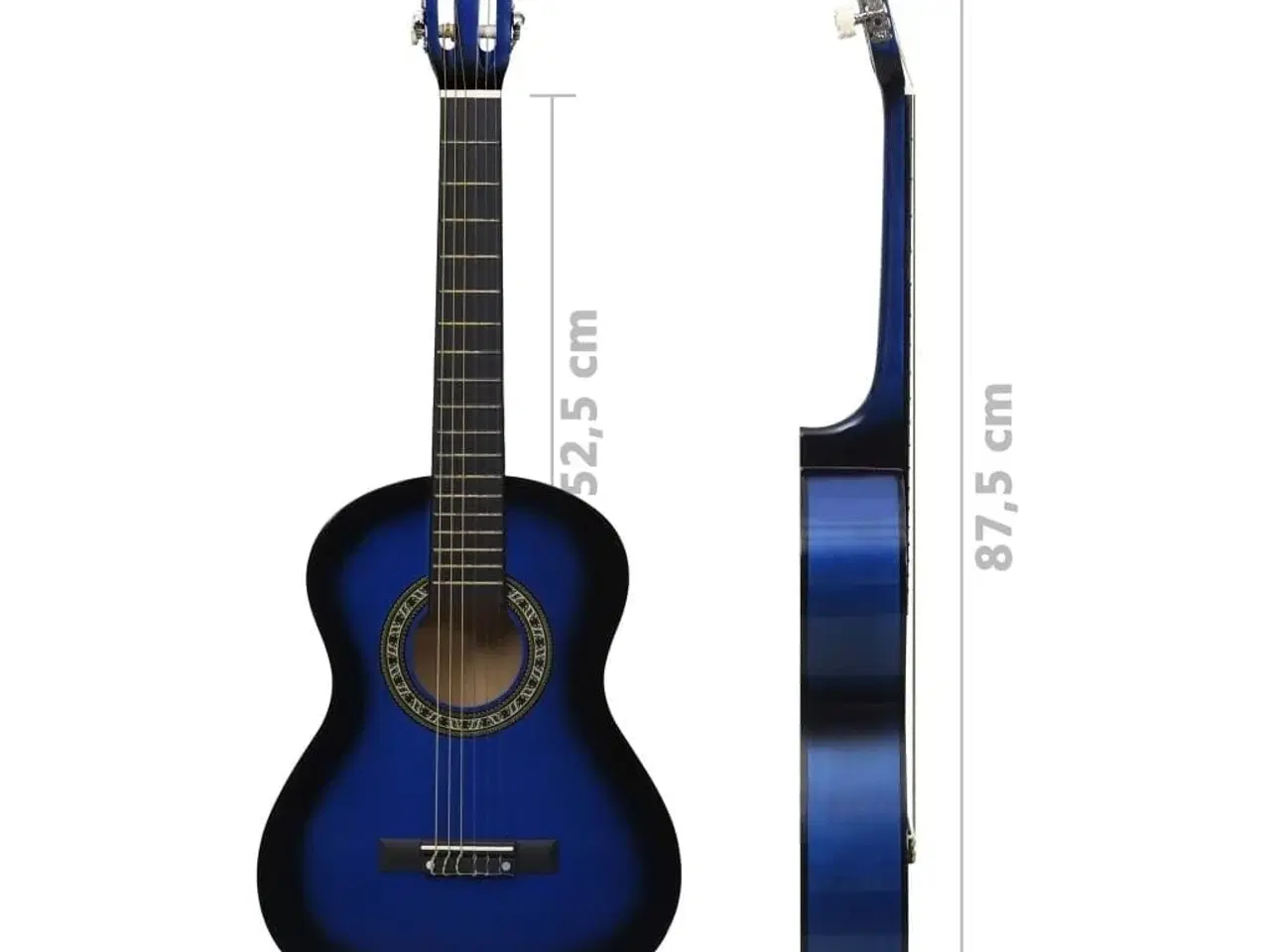 Billede 11 - Klassisk guitarsæt 8 dele for begyndere 1/2 34" blå
