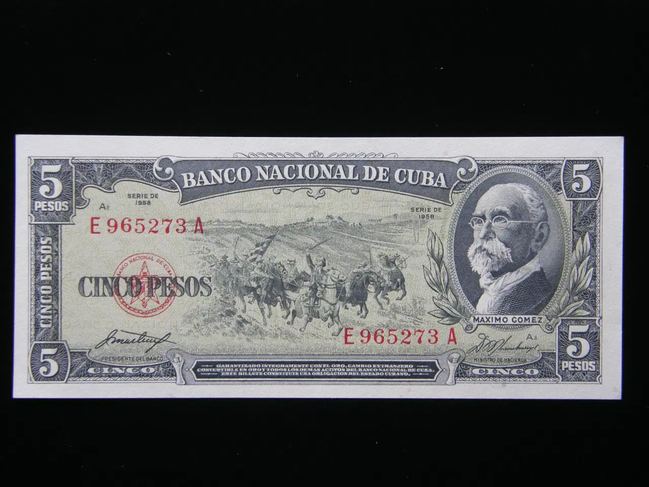 Billede 1 - Cuba  5 Pesos 1958  P91a  Unc.