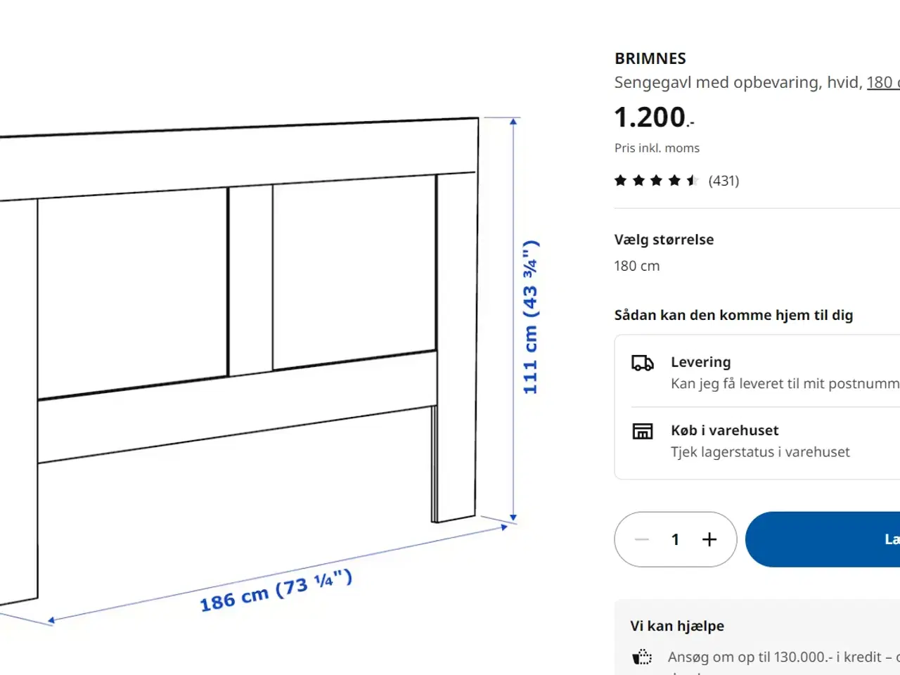 Billede 6 - sengegavl - Brimnes fra Ikea