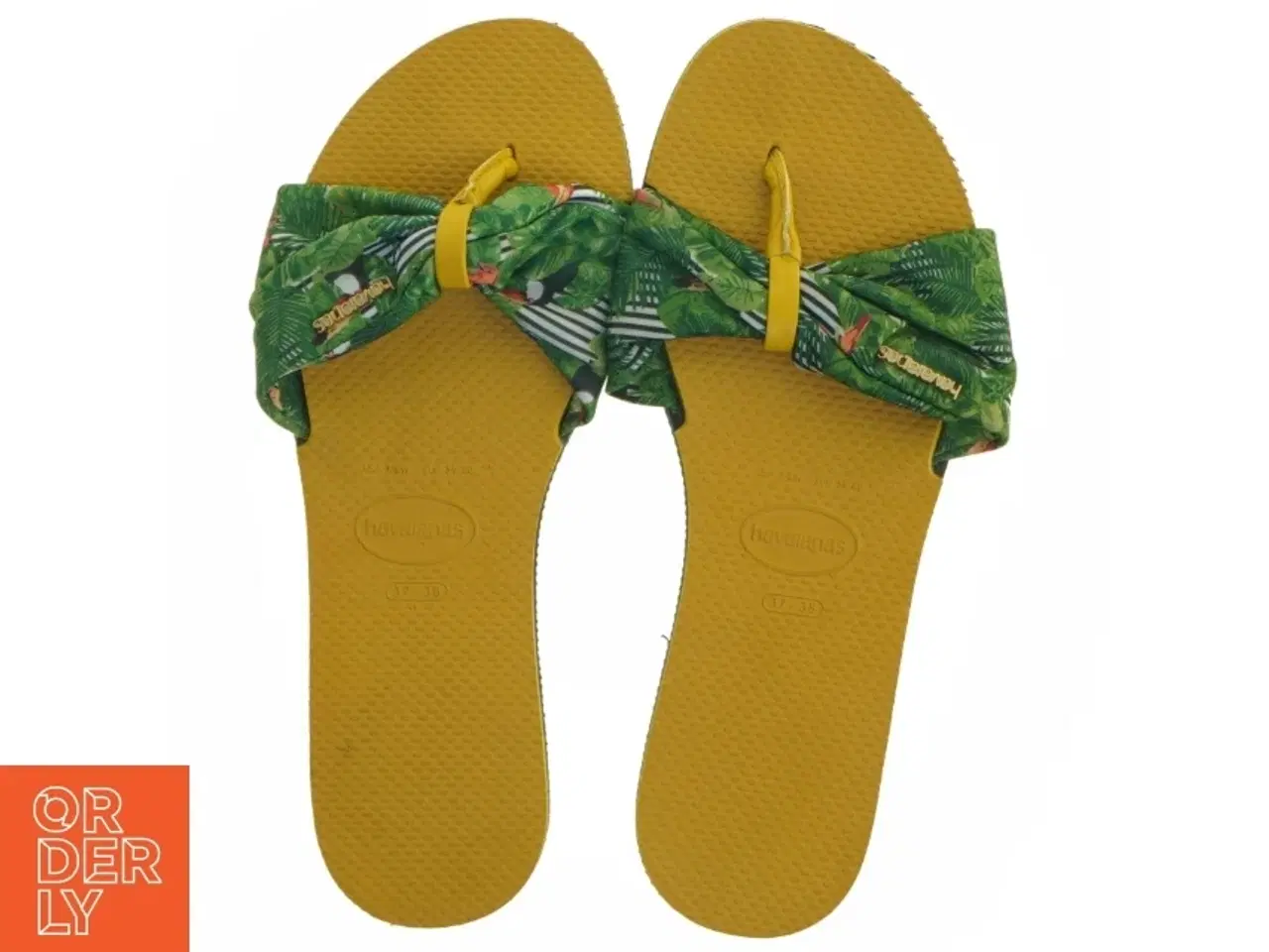 Billede 4 - Havainas gule flip-flops med tropisk mønster fra Havaianas (str. 37)