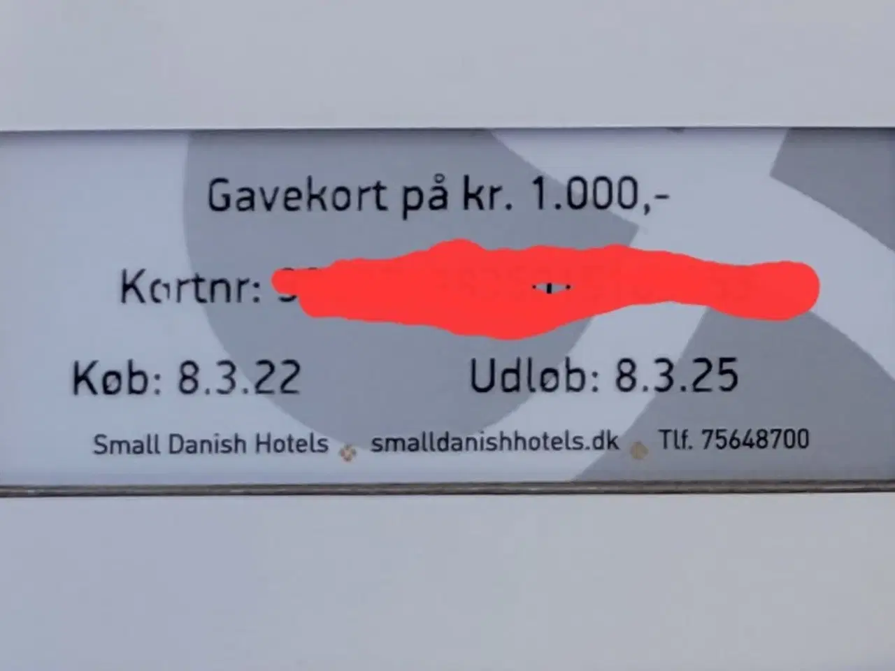 Billede 1 - Gavekort til Small Danish Hotels 1000 kr nu 500 kr