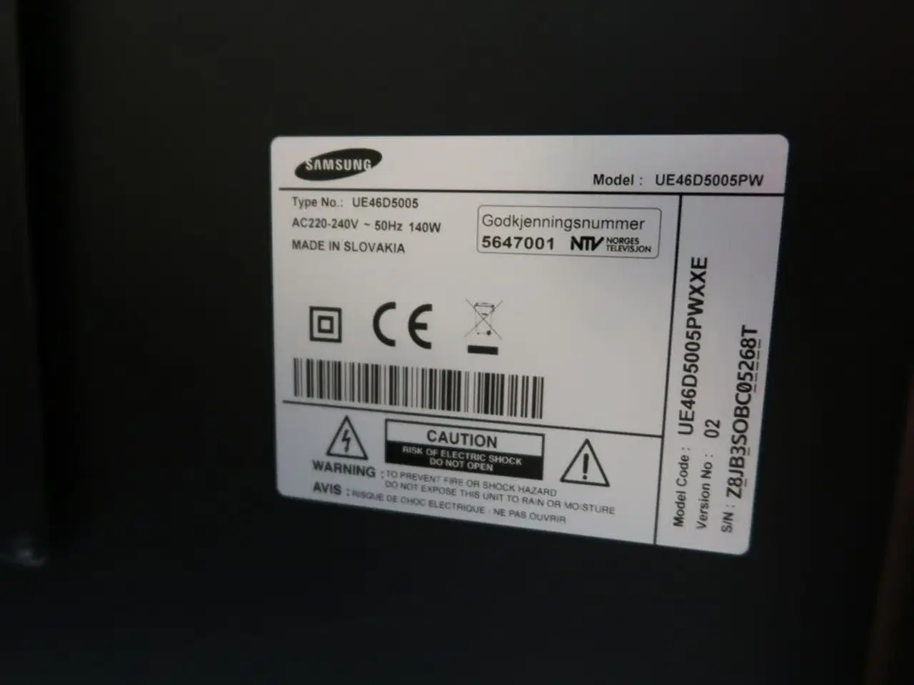 Billede 5 - Fjernsyn SAMSUNG UE46D5005 med fjernbetjening