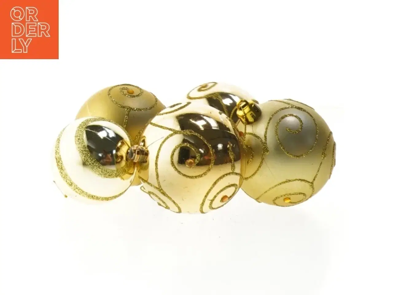 Billede 2 - Guld juletræskugler, 5 styk (str. 5 styk)