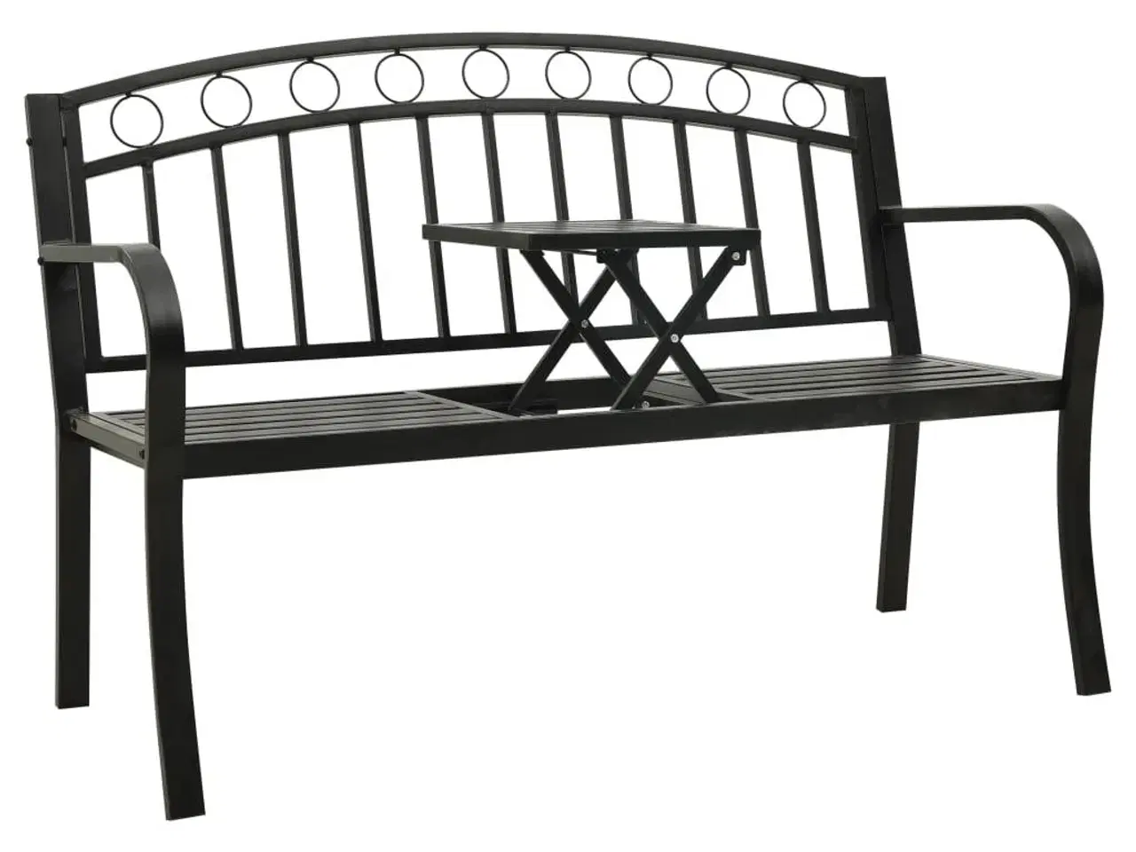 Billede 1 - Havebænk med bord 120 cm stål sort