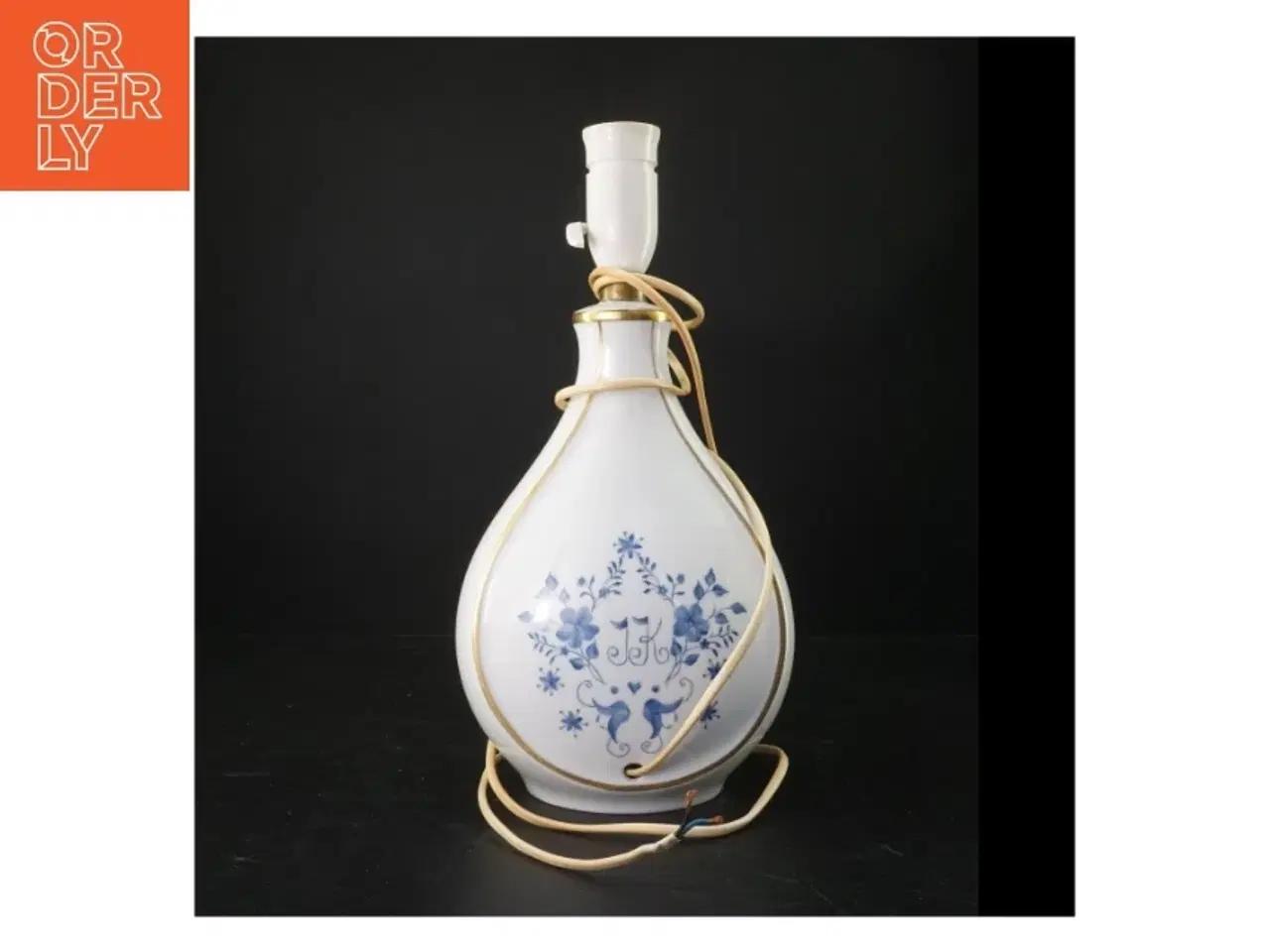 Billede 2 - Bordlampe med blåt mønster (str. 35 cm)