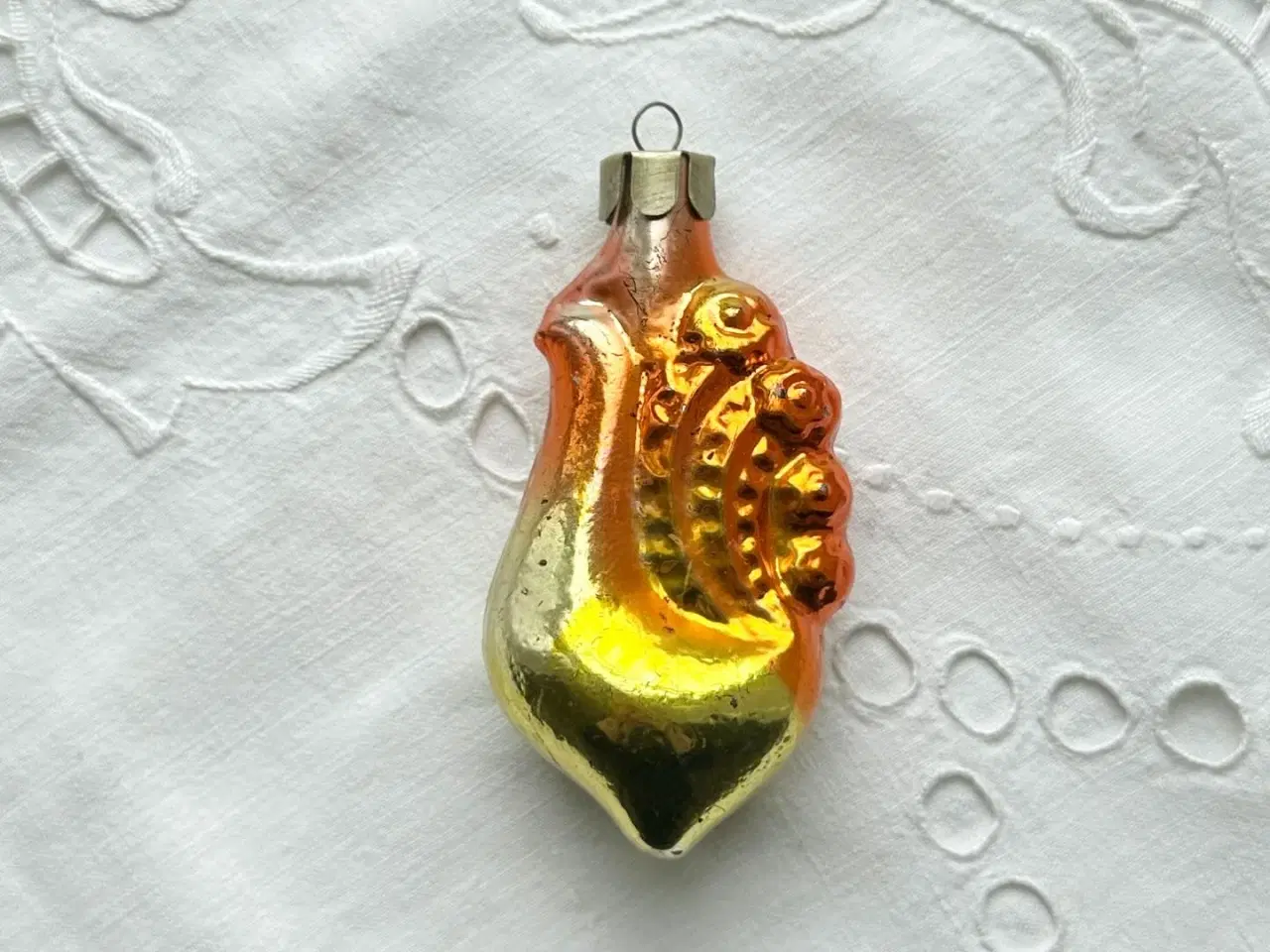 Billede 2 - Vintage glaspynt, hane, gul