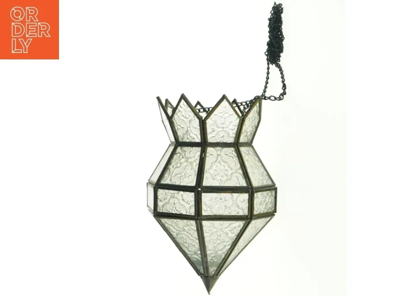 Billede 1 - Glas- og metal hænge lysholder (str. 24 x. 15 cm)