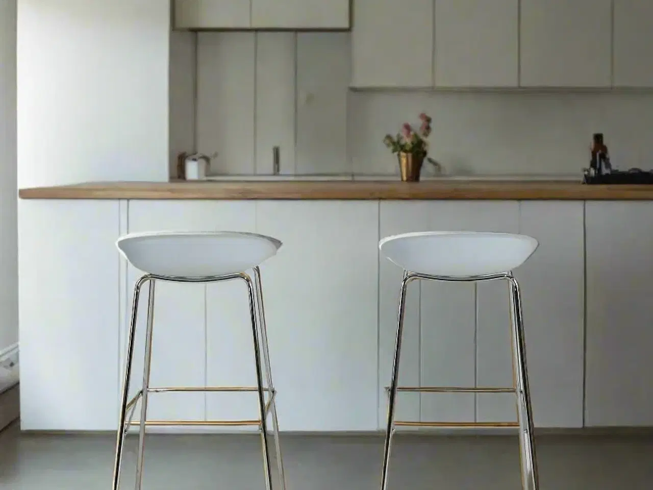 Billede 2 - Sæt af 2 Moderne Barstole (Hvid)