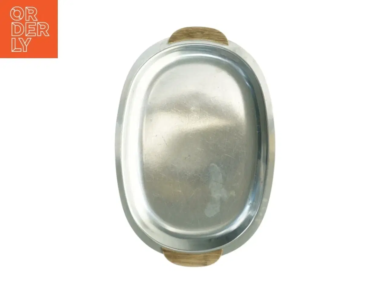 Billede 4 - Oval metalbakke med træhåndtag (str. 33 x 22 cm)