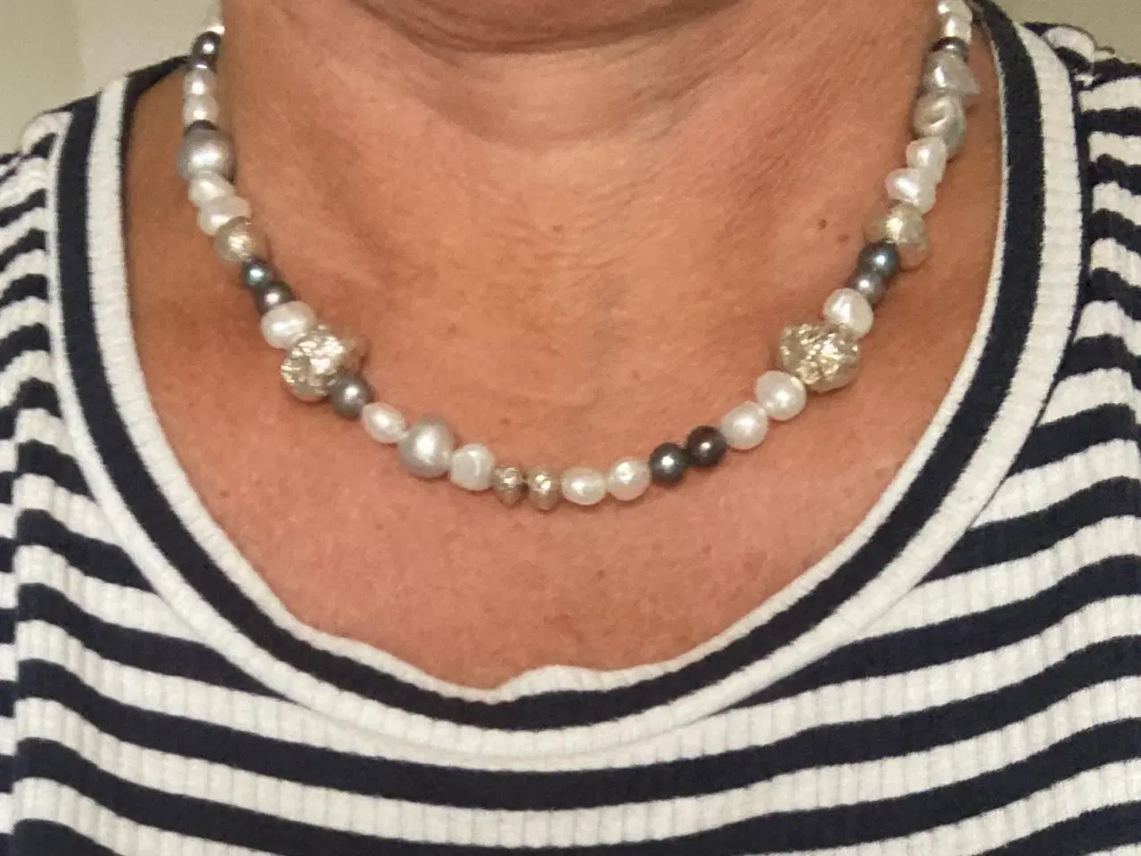 Billede 2 - Pandora perlekæde med sølvklumper