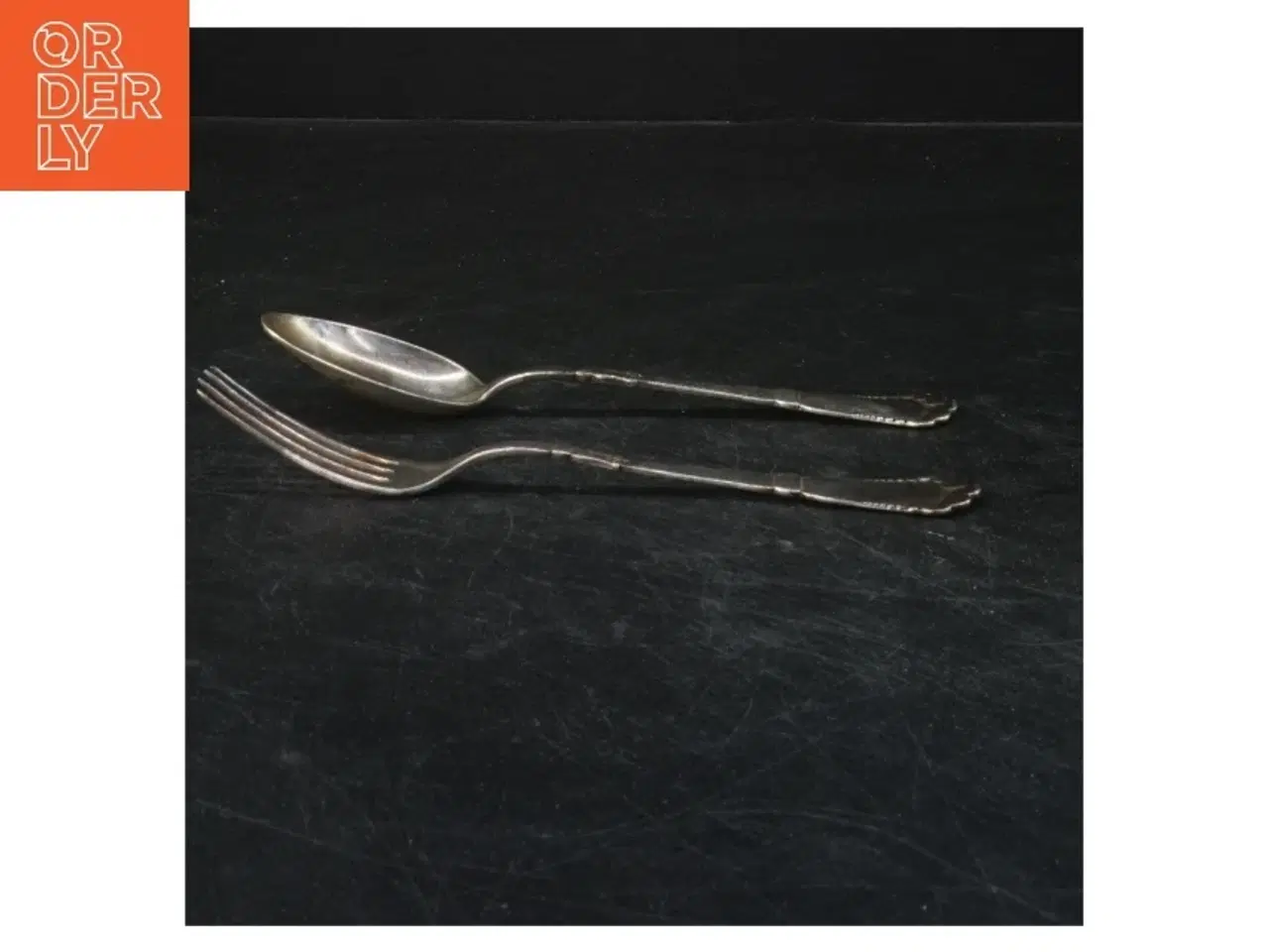 Billede 2 - Sølv gaffel og ske sæt (str. 19x4 cm)