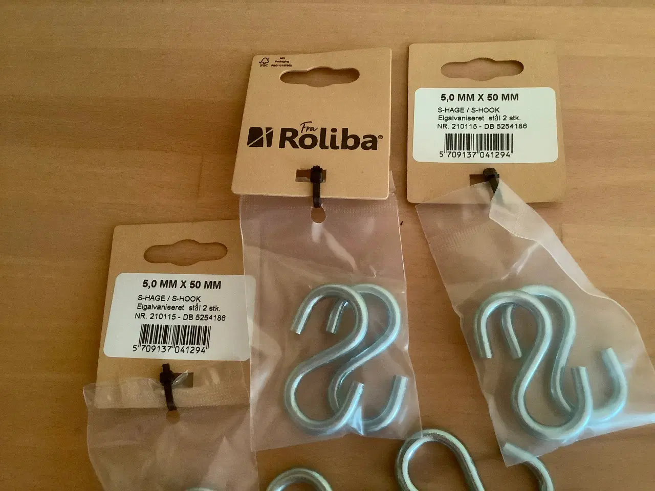 Billede 2 - S kroge i elgalvaniseret stål. 5X50 MM.