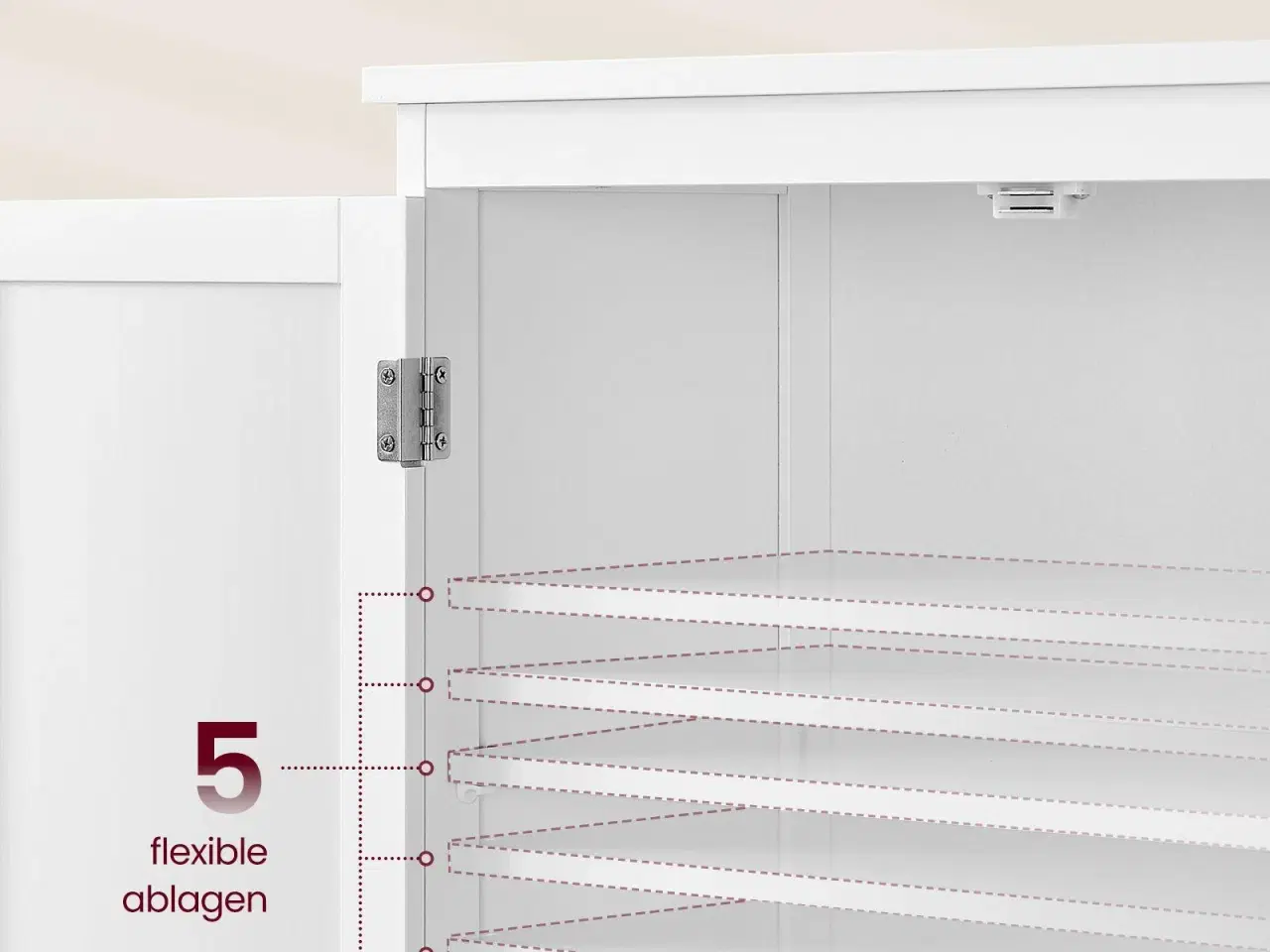 Billede 4 - Badeværelsesskab på gulv fritstående skab med 2 skuffer og 2 døre, justerbar hylde, 30 × 60 × 110 cm, hvid