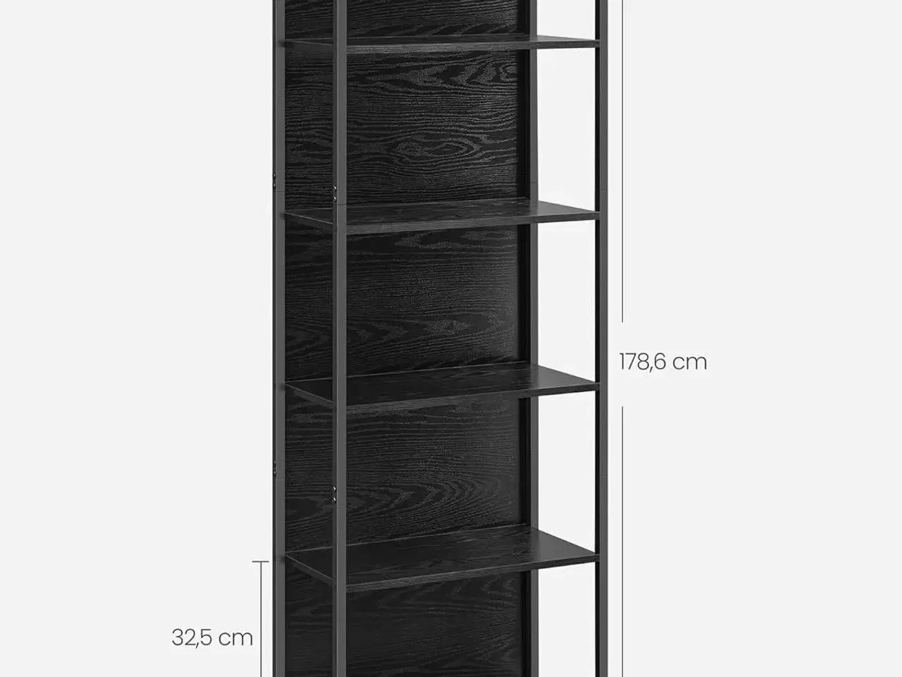 Billede 2 - Bogreol med LED lys 6 hylder, 30,3 × 60 × 178,6 cm, ibenholt-sort