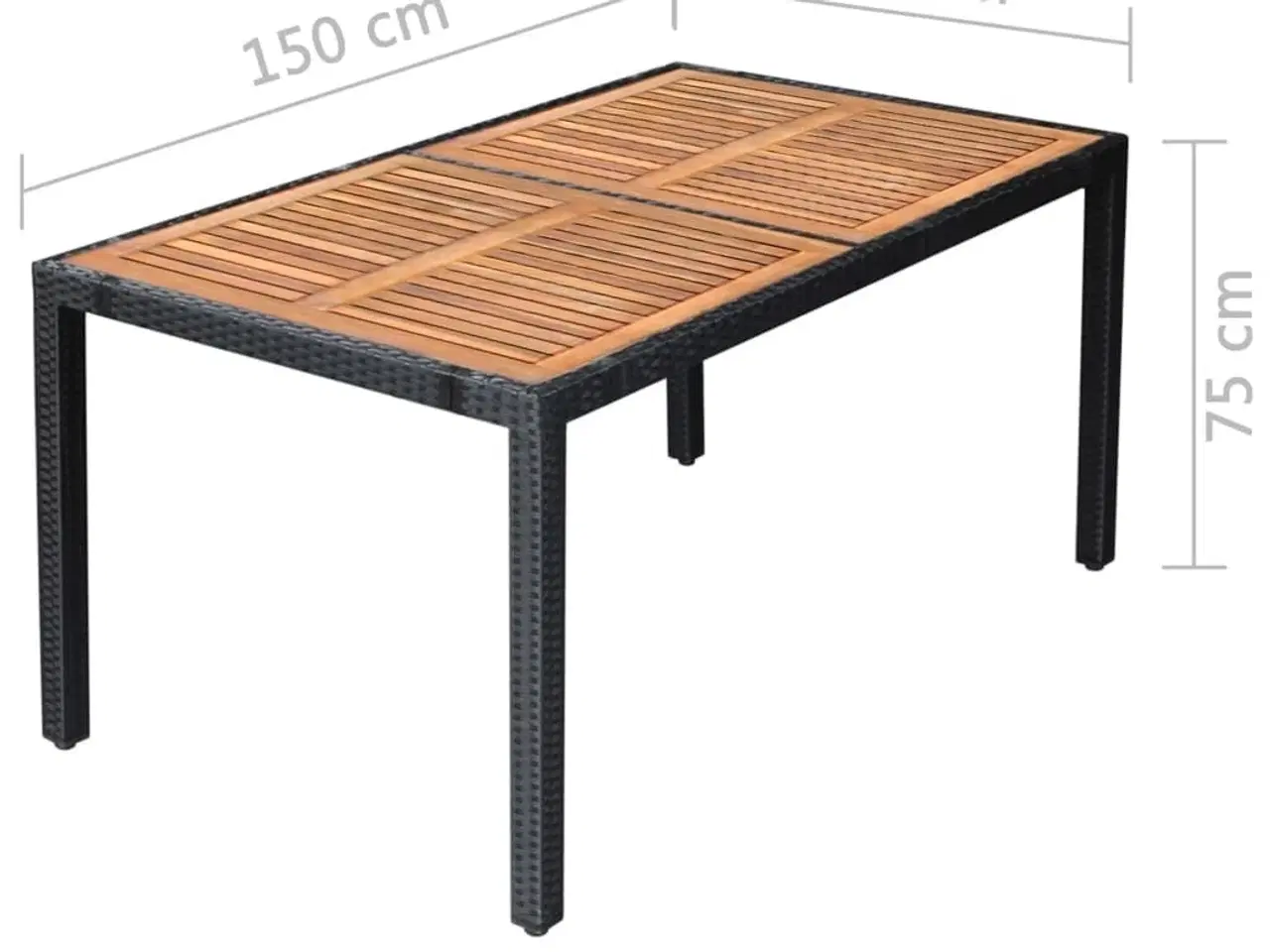 Billede 10 - Udendørs spisebordssæt 9 dele polyrattan akacietræ sort