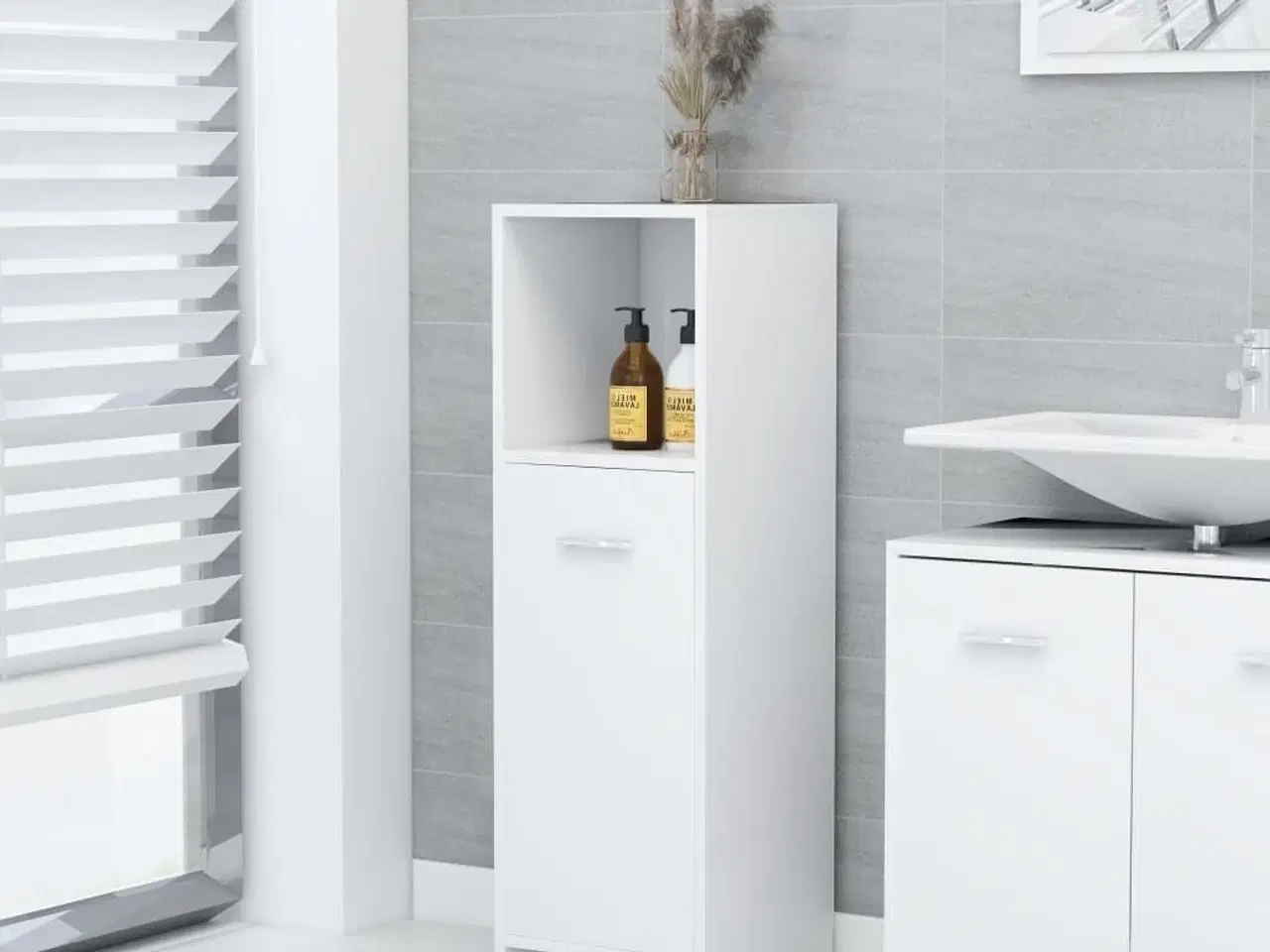 Billede 1 - Badeværelsesskab 30x30x95 cm konstrueret træ hvid