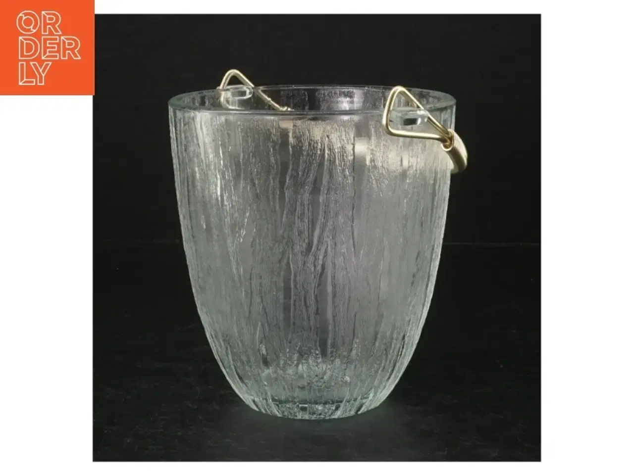 Billede 1 - Isterningespand i glas og metal (str. H. 13,5 cm. ø. 12,5 cm)