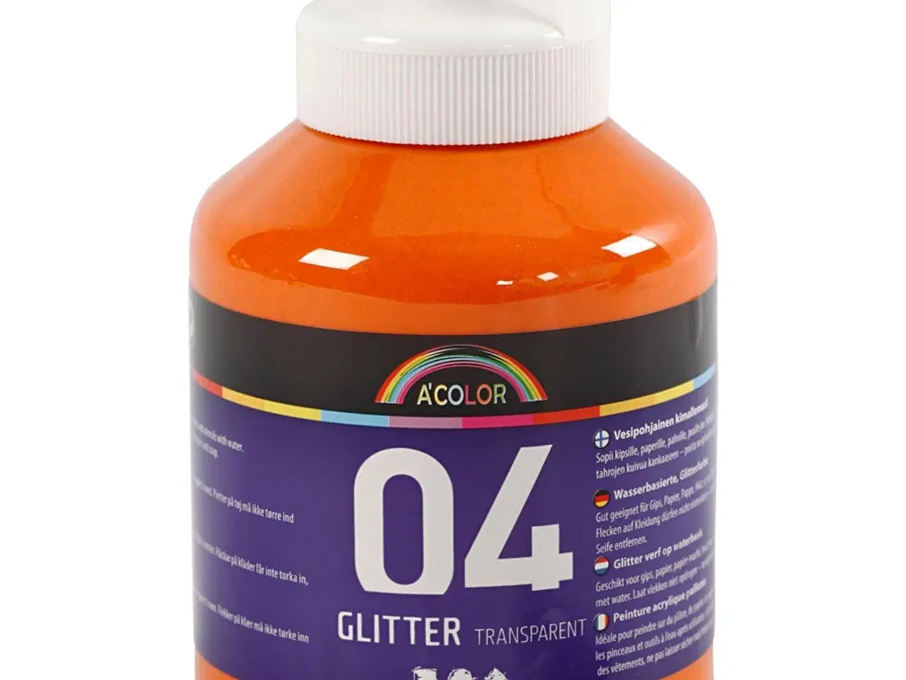 Billede 1 - Glitter Akrylmaling Orange 500ml - Strålende Effekt