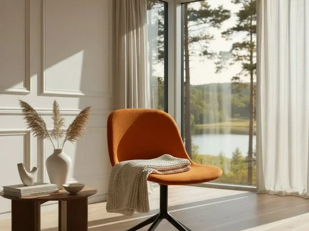 Billede 2 - Muuto Fiber Side Stol – Orange/Antracitgrå Stel
