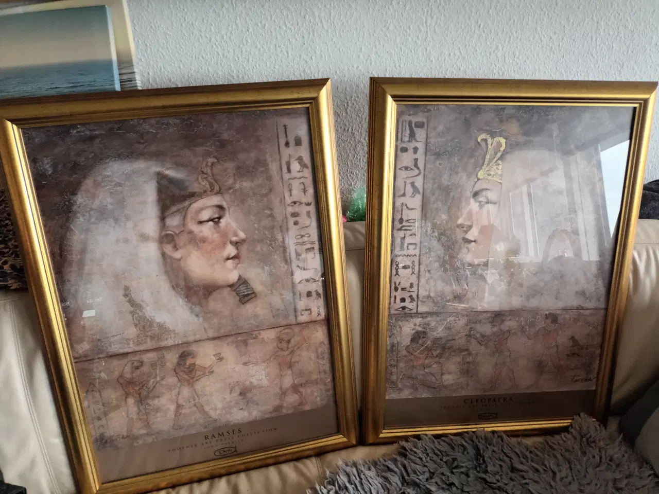 Billede 1 - 2 SMUKKE BILLEDER AF CLEOPATRA & RAMSES, MED GULDR