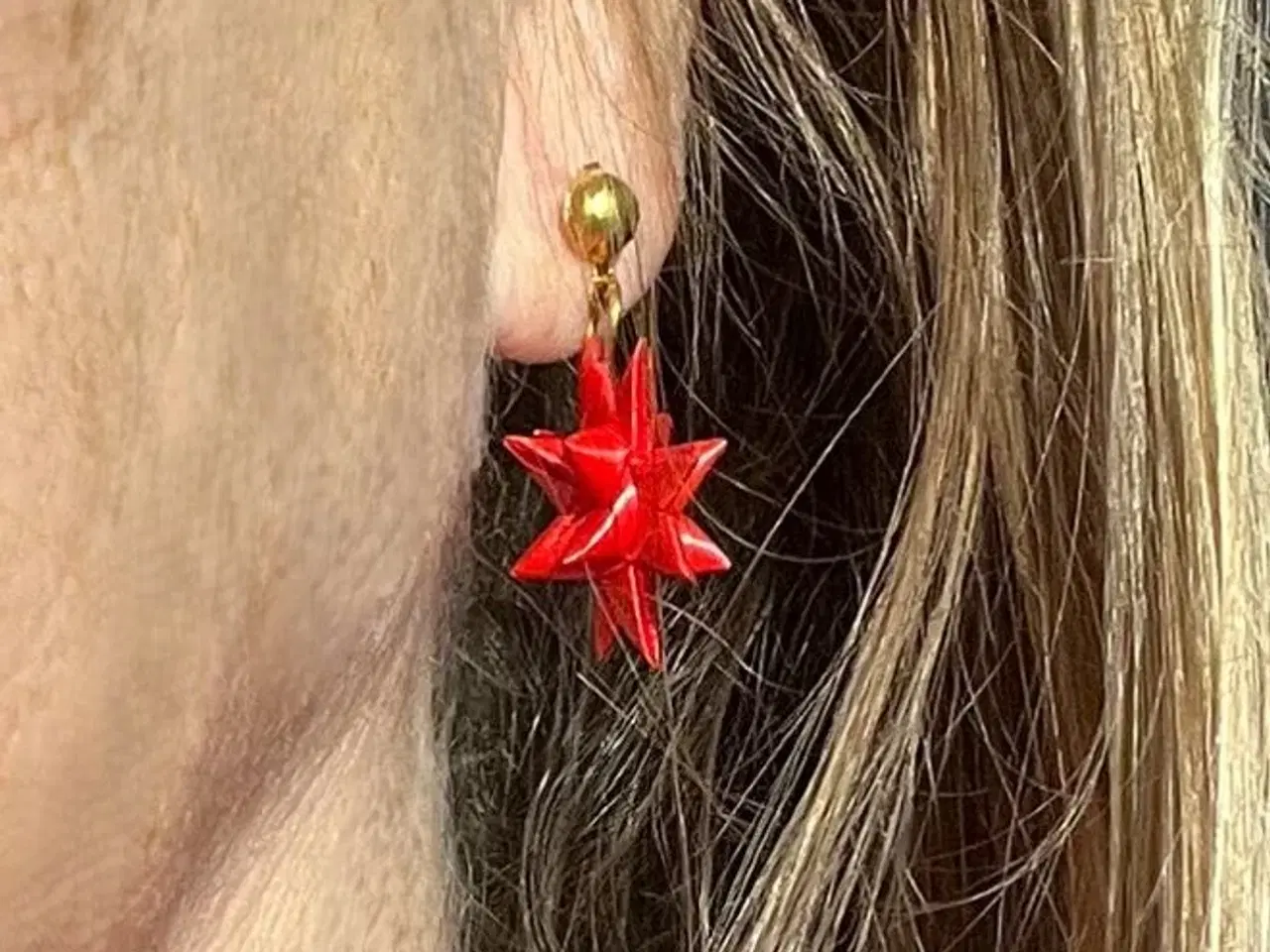 Billede 2 - Håndlavede juleøreringe med stjerner