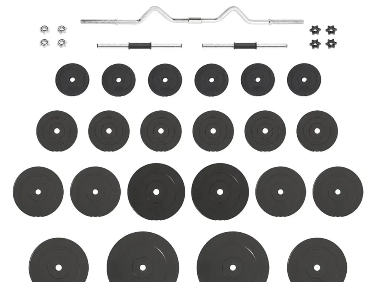 Billede 2 - Vægtstang og håndvægt med skiver 120 kg