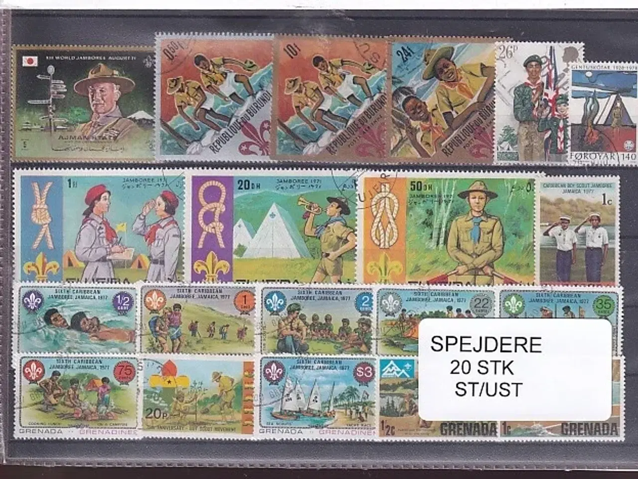 Billede 1 - Spejder på Frimærker. 20 Stk. Stemplet/Ustemplet