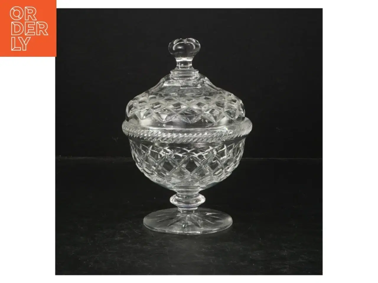 Billede 1 - Krystalskål med låg (str. Ø. 12 cm. længde, 17,5 cm)