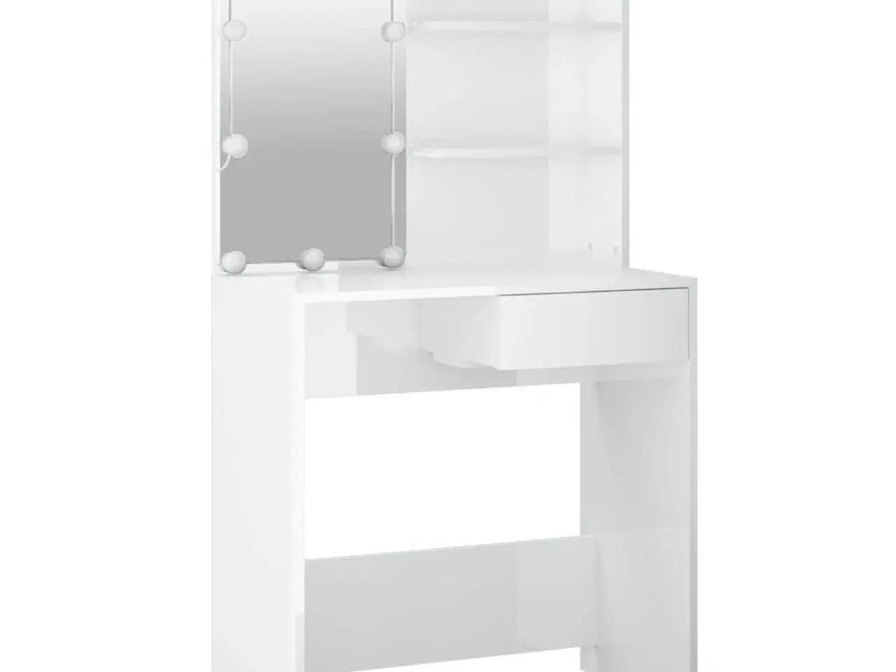 Billede 4 - Makeupbord med LED-lys 74,5x40x141 cm hvid højglans