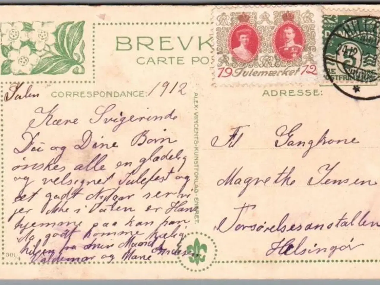 Billede 1 - Julemærke 1912 på Postkort