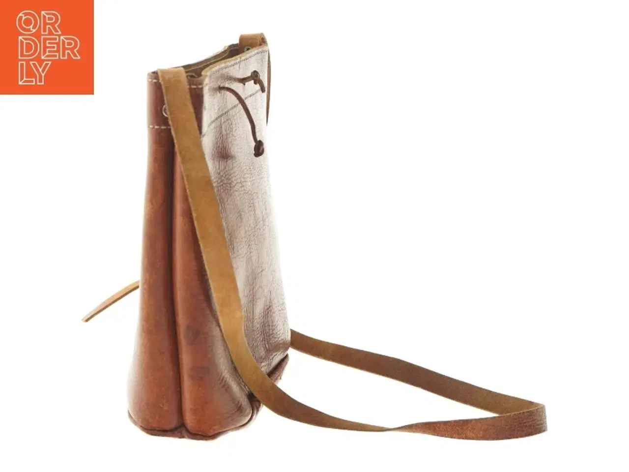 Billede 4 - Brun læder skuldertaske (str. 26,5x21,5x10 cm)