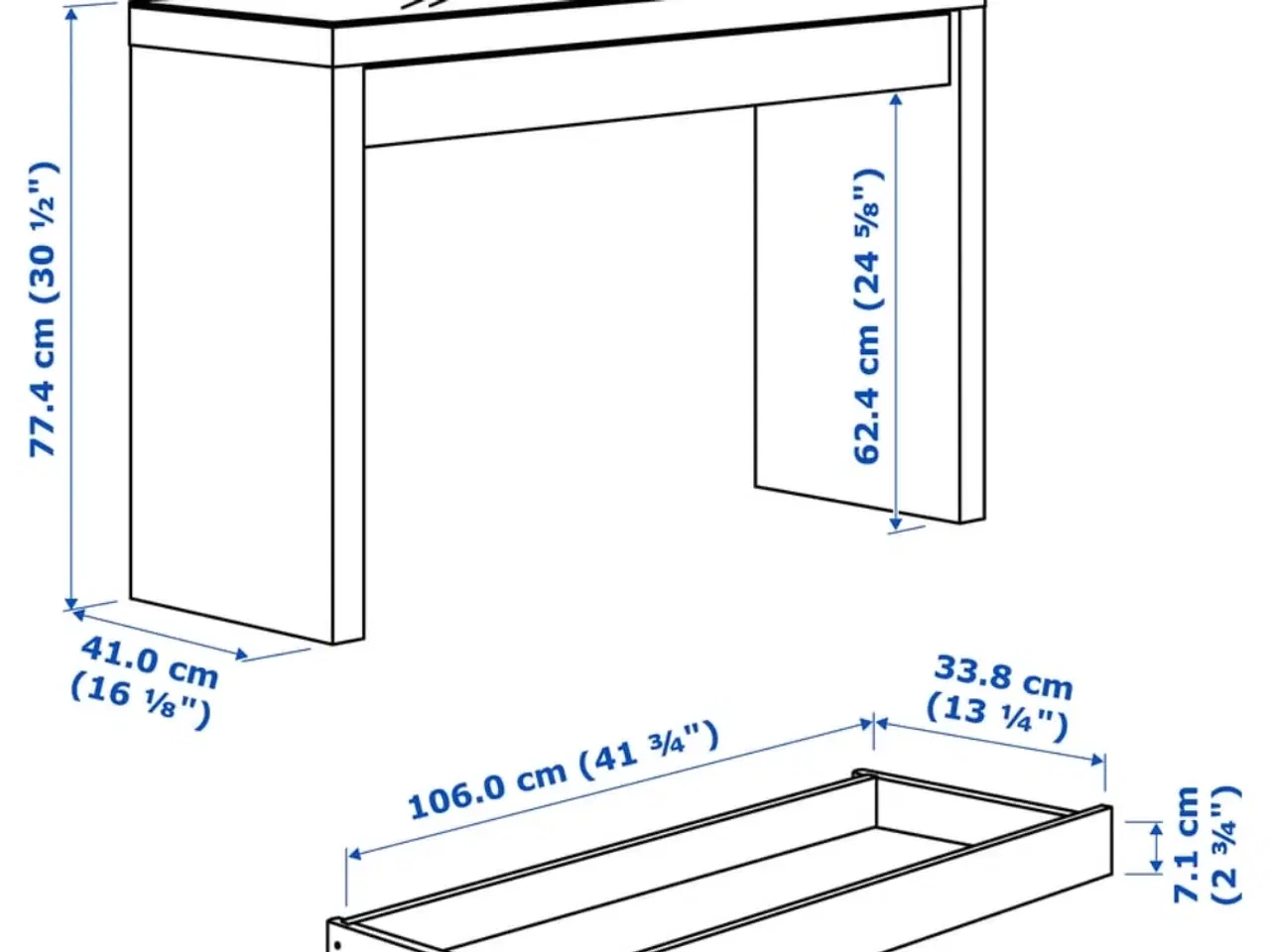 Billede 7 - Ikea Malm sminkebord med glasplade