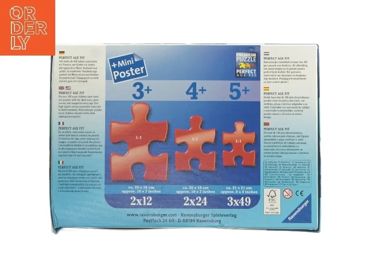 Billede 2 - Frozen puslespil med 3x49 brikker fra Ravensburger (str. 3x49 brikker 21x21 cm)