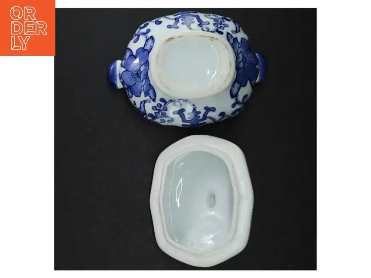 Billede 3 - Blå og hvid porcelænssuppekop med låg (str. 18 x 12 cm)