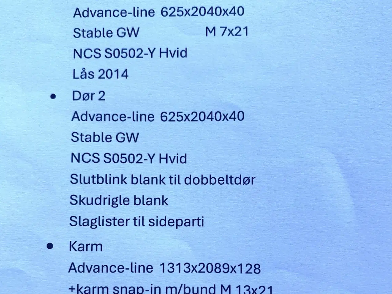 Billede 3 - Dobbelt dør. Inkl. Karmsæt. ( Sweedor)
