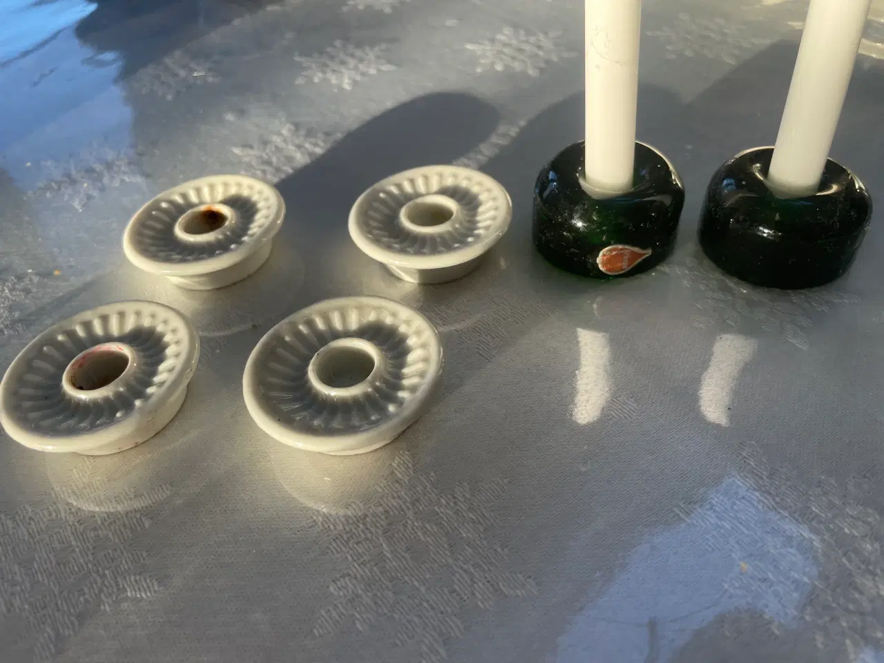 Billede 1 - Pla lysestager eller grøn glas