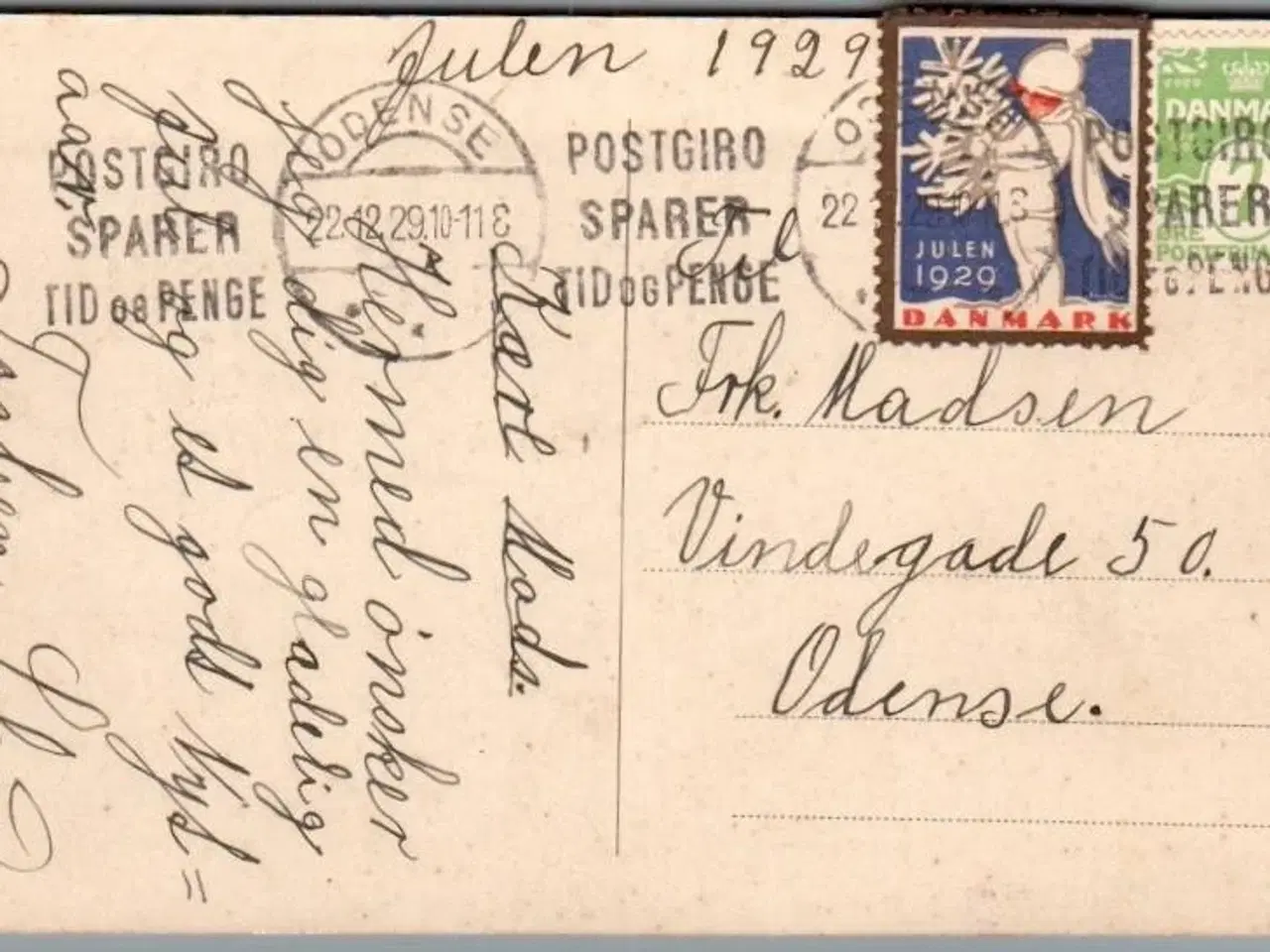 Billede 1 - Julemærke 1929 på Postkort