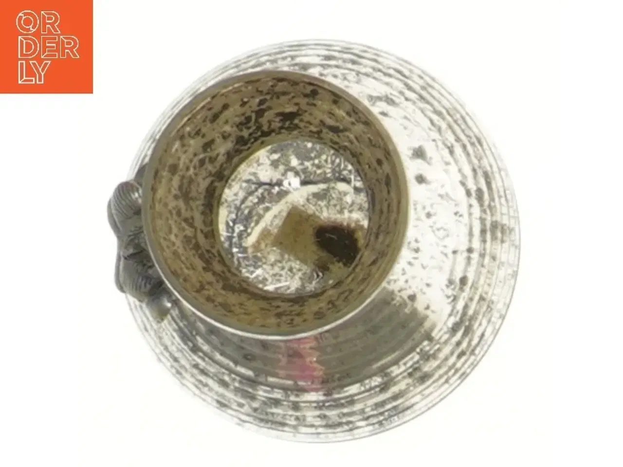 Billede 2 - Sølvfarvet vase med blomster fra Nordal (str. 9 cm)