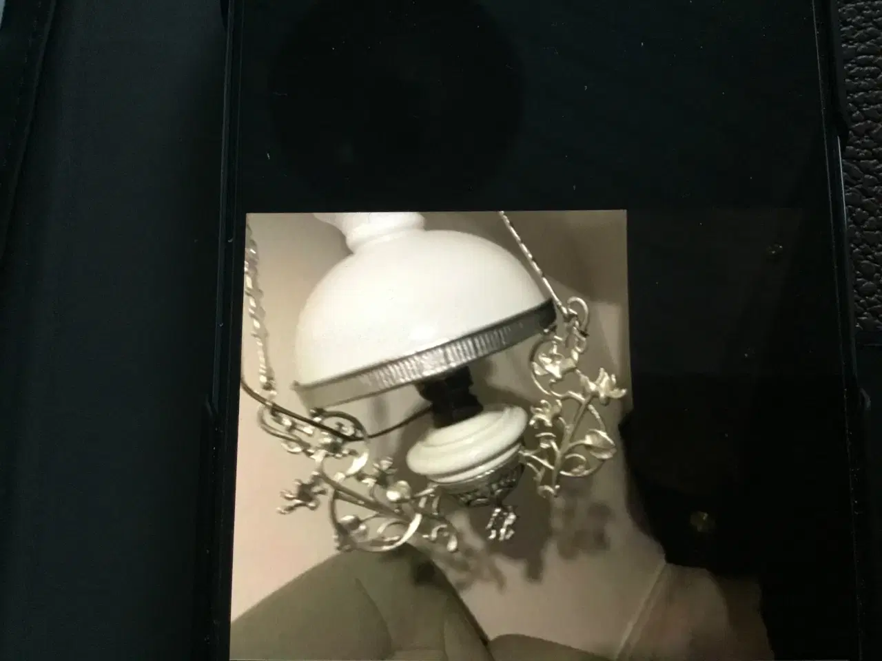 Billede 2 - Gammel lampe med hvid skærm