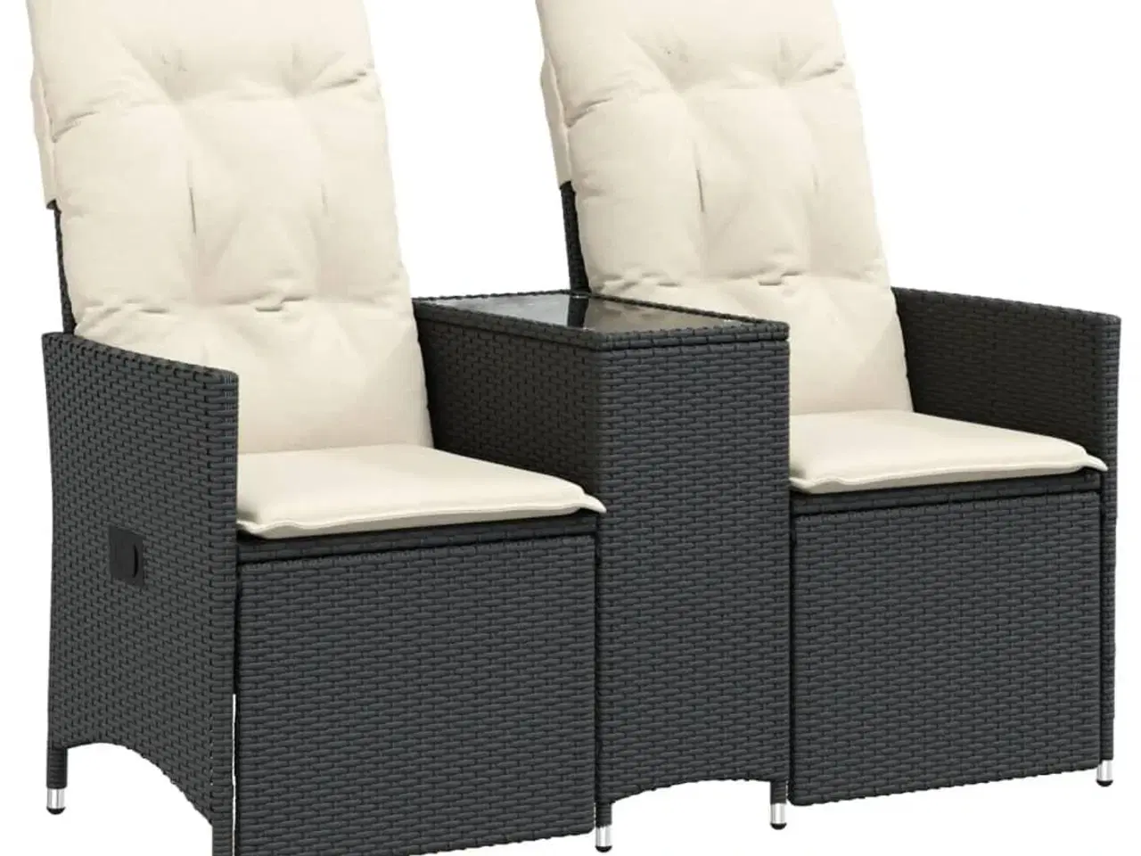 Billede 2 - 2-personers havesofa med bord og lænefunktion polyrattan sort