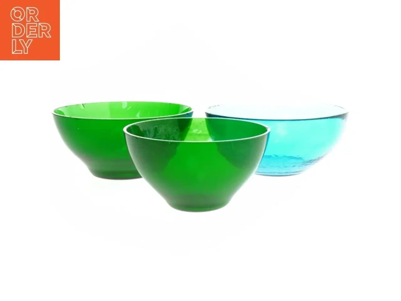 Billede 1 - Vintage Farvede glas skåle (str. Ø 15,5x8,5&ø18,5x8,5&ø20x8 cm)