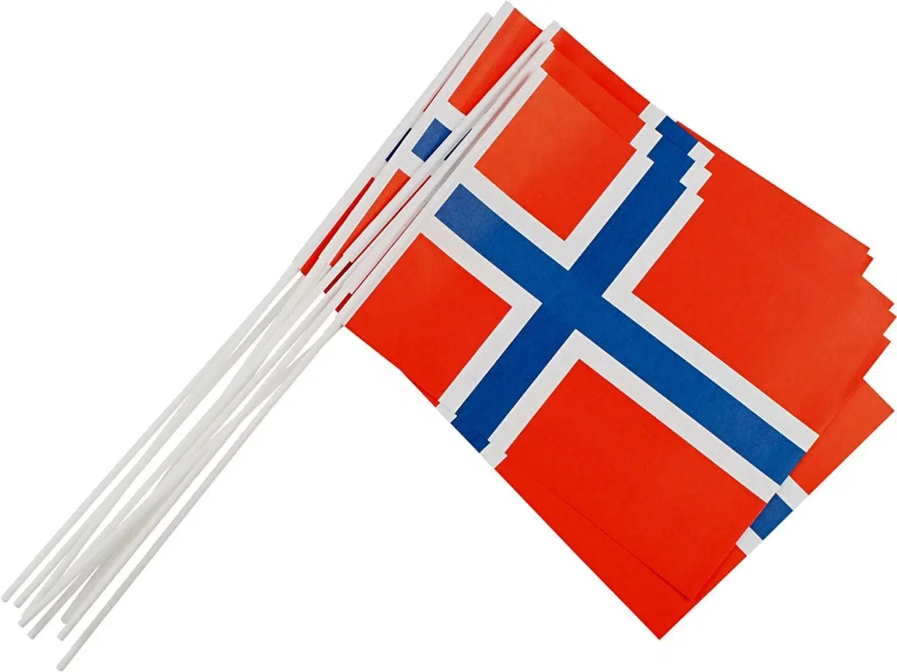 Billede 1 - Papirflag med plaststang, 10 stk. - 20x25 cm