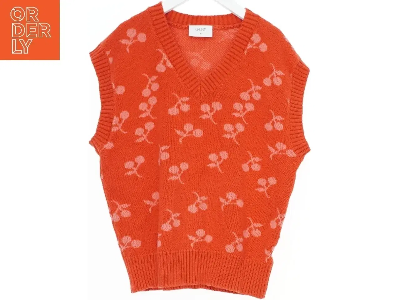 Billede 1 - V-Neck Strikvest med Kirsebærmønster fra Grunt (str. M)