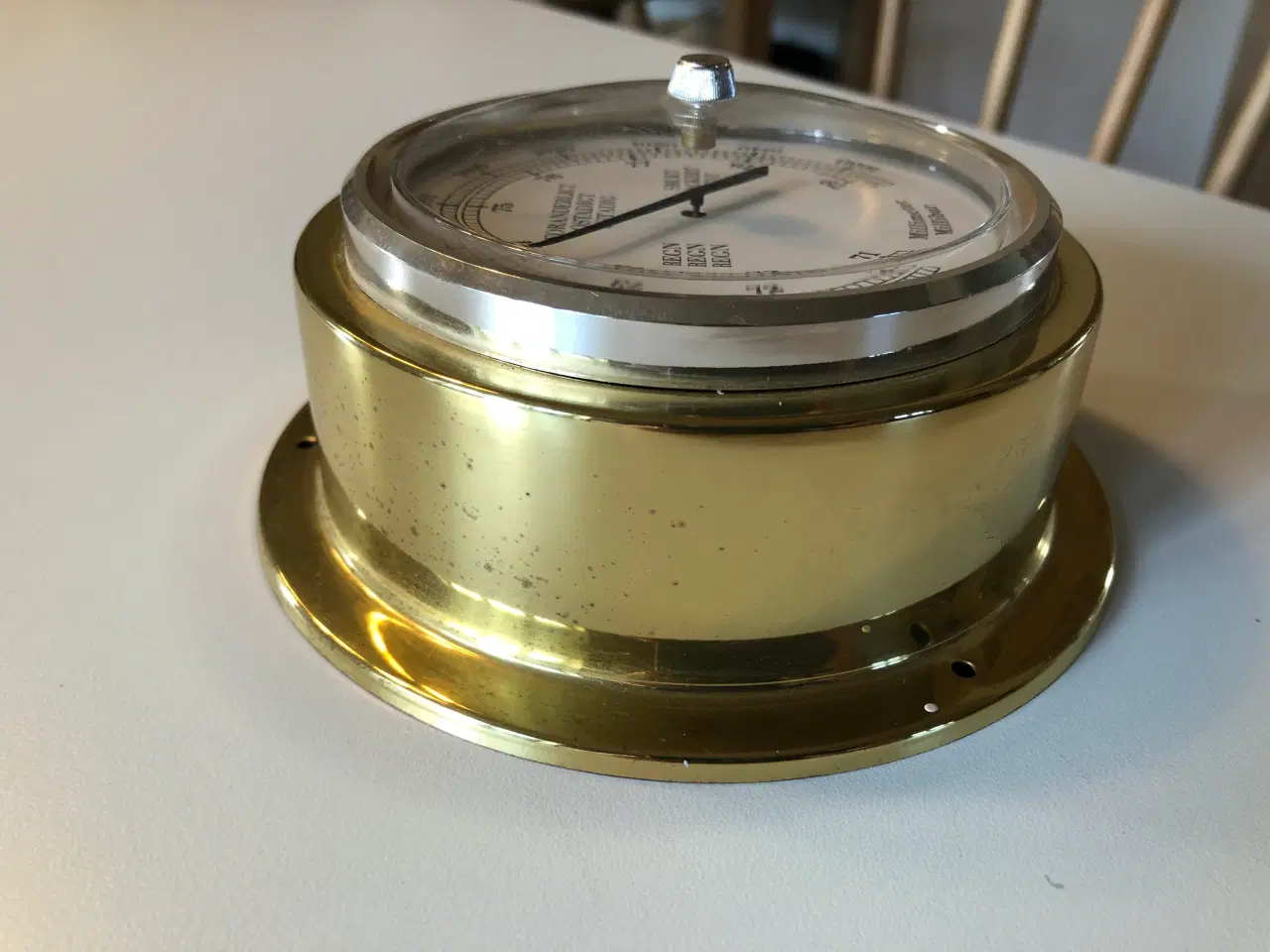 Billede 11 - Flot messing skibsur og barometer med patina