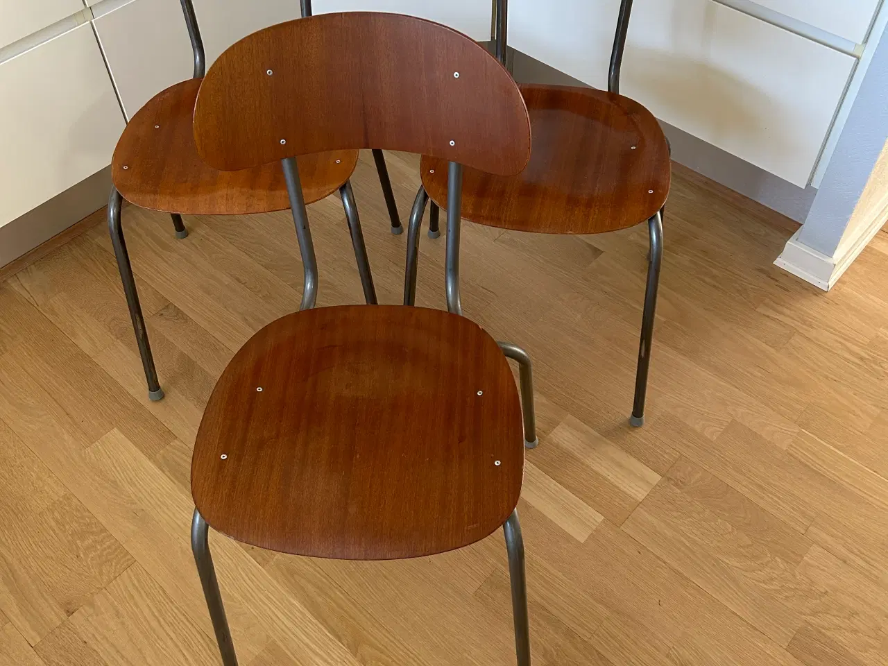 Billede 1 - 3 stk. Teak skolestole, Vintage