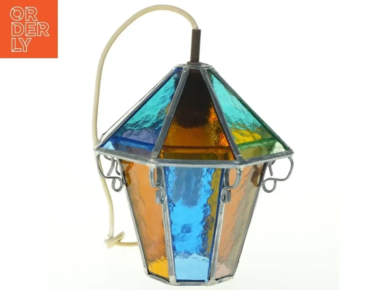 Billede 1 - Farvet glas loftlampe (str. 27x20 cm)