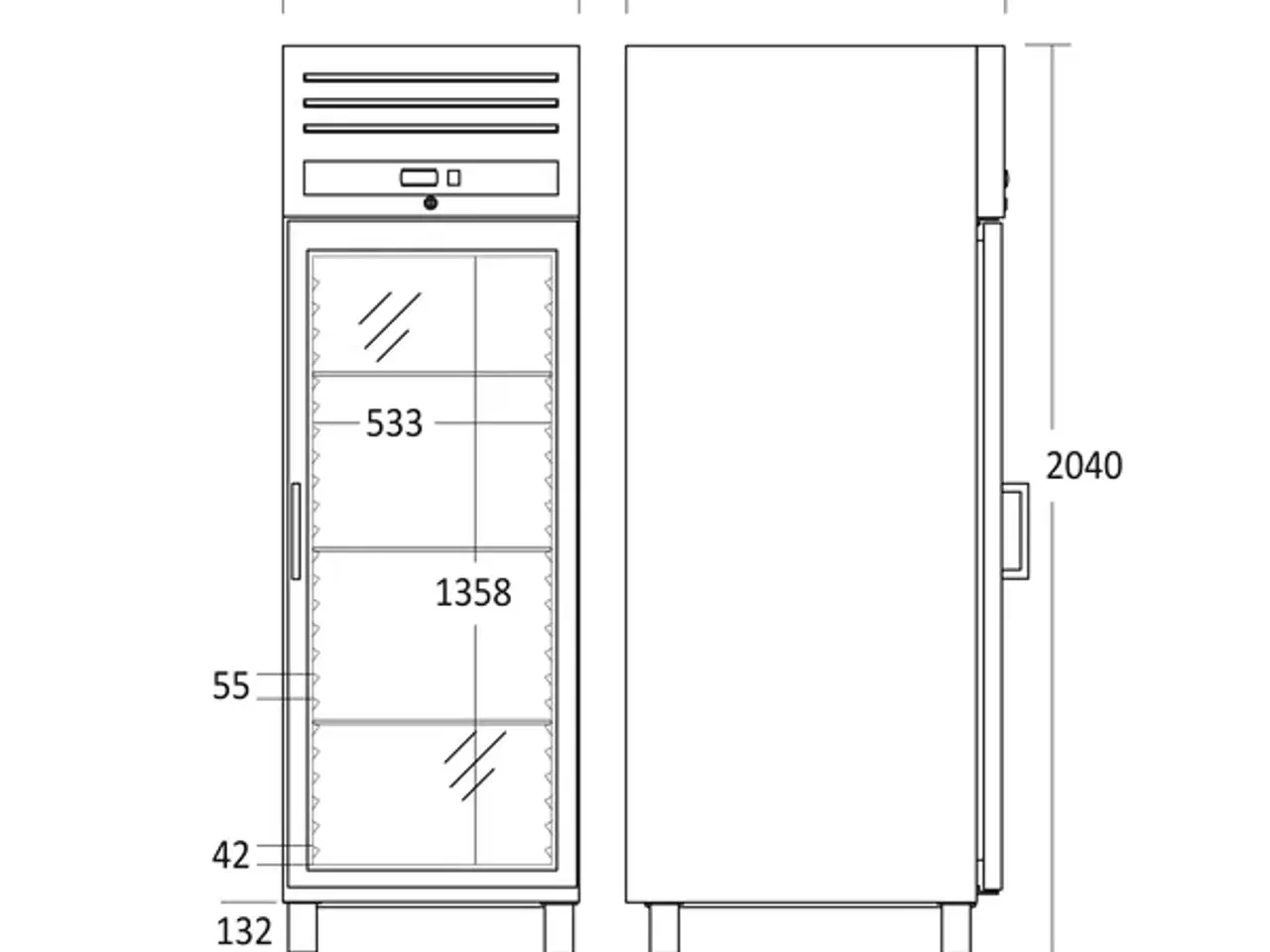 Billede 3 -  Industrikøleskab 461 L – 2/1 GN – GUR700GDX