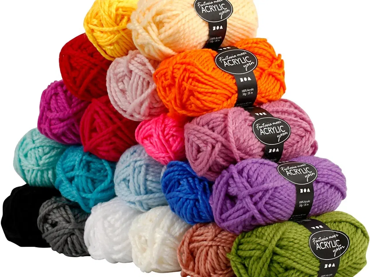 Billede 1 - Fantasia Polyacrylgarn 35 M - 20 x 50g, Ass. Farver